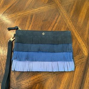 Tory Burch Blue Suede Clutch